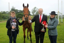Supreme Horse 2 year old gelding by Merrimus R with owner J McHugh & Judge Charmaine Kee receiving John White Memorial Cup